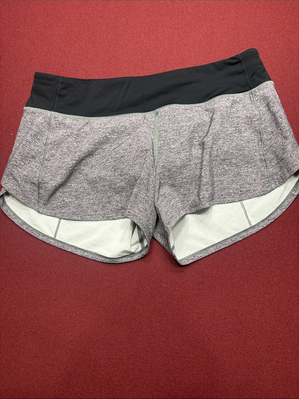 lululemon athletica Heather Gray Running Shorts with Black Waistband